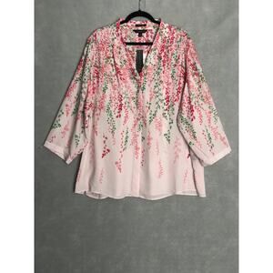 Caroline Investments Woman Cascading Vines Top 3/4 Sleeve Women's 3X NEW